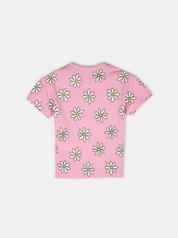 Flower print otton t-shirt