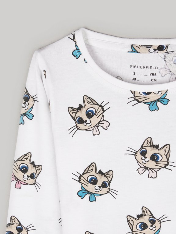 Bavlněné tričko s kočičkami