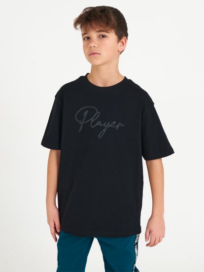 Bavlněné oversize tričko s nápisem chlapecké