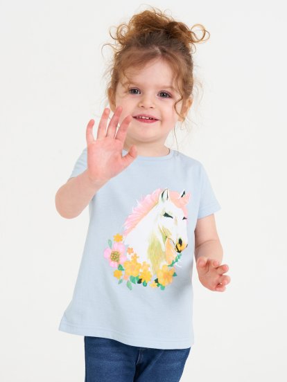 Cotton t-shirt with unicorn print
