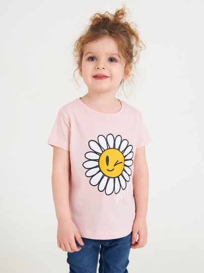 Bavlněné tričko s potiskem květinky