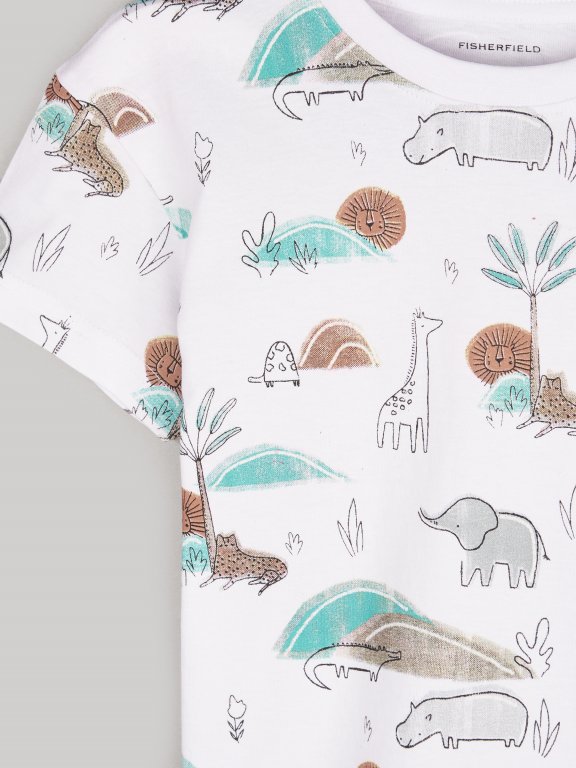 Bawełniany T-shirt ze zwierzęcym nadrukiem oversize