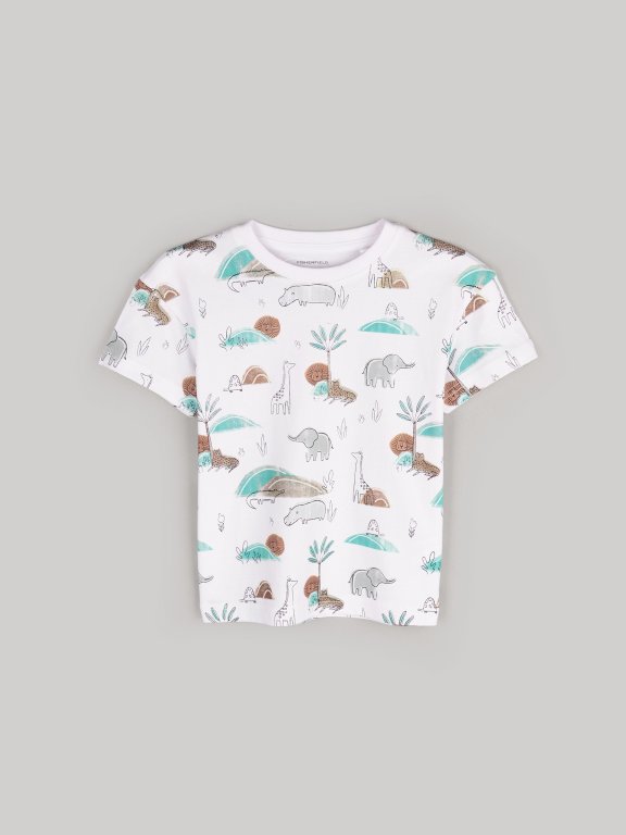 Animal print cotton t-shirt