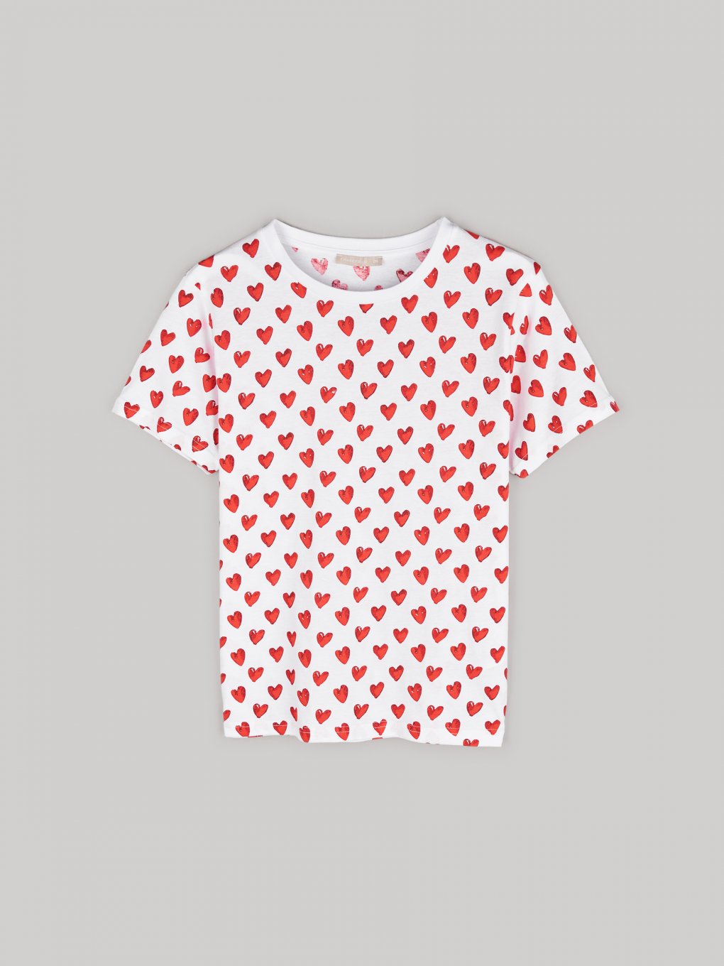 Hearts print cotton t-shirt