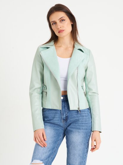 Biker jacket with faux suede panels