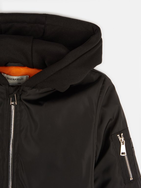Bomber jacket with hood