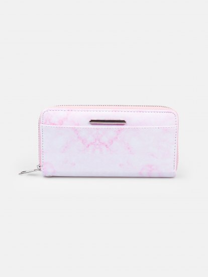 Marble print wallet with strap