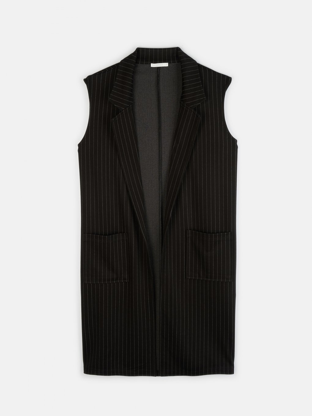 Striped longline vest with pockets
