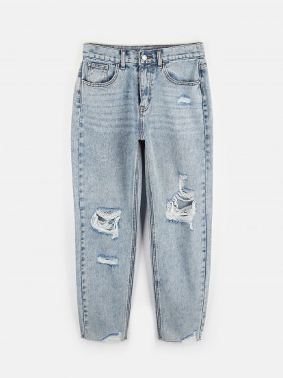 Distressed regular jeans