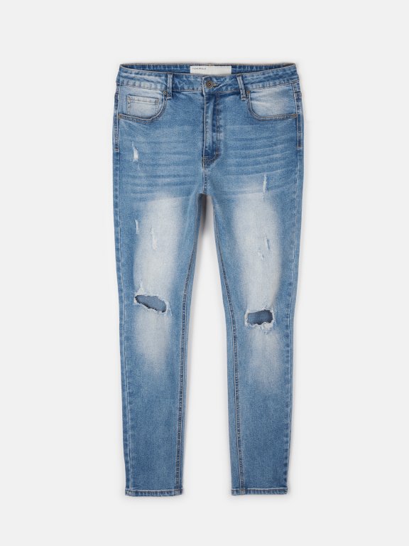 Distressed slim fit jeans