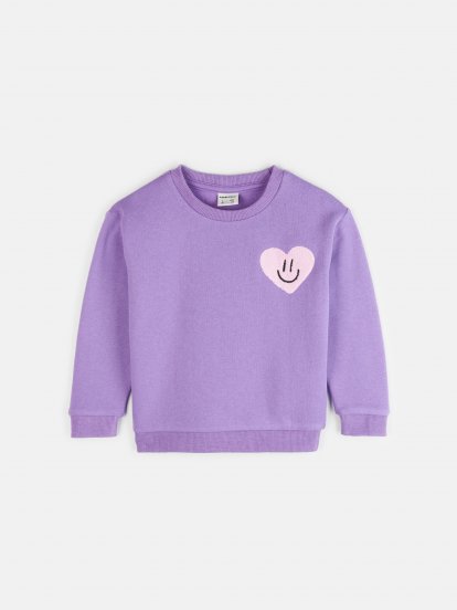Sweatshirt with heart terry patch