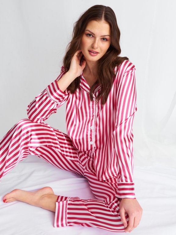 Striped satin pyjama top