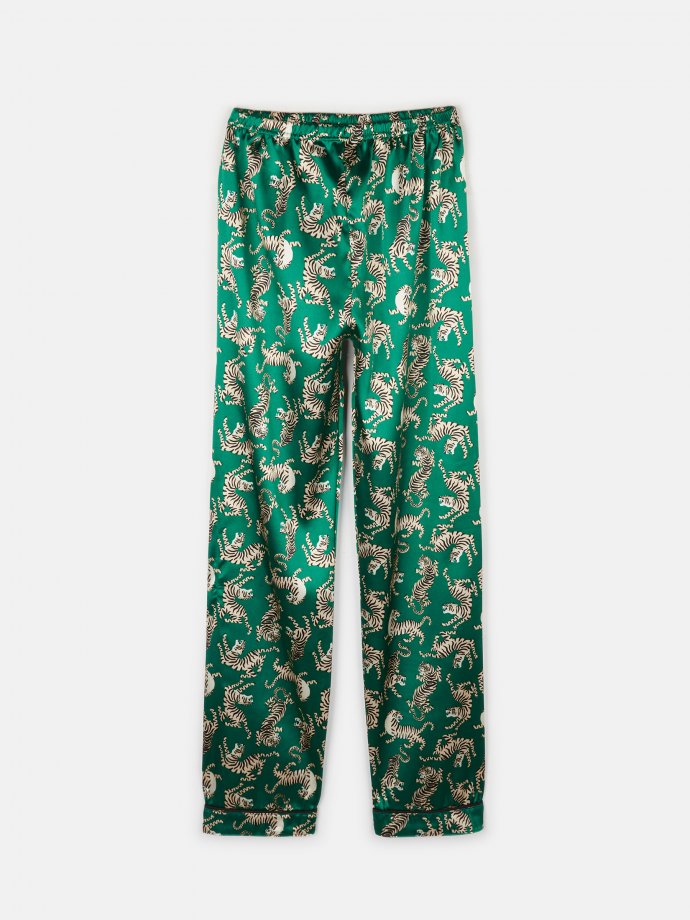 Animal print satin pyjama bottoms