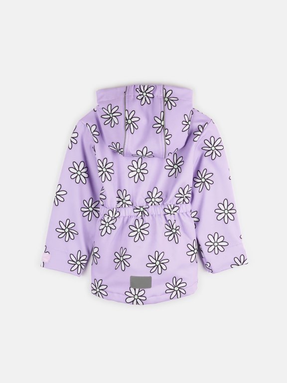 Softšelová dievčenská bunda s kvetinovou potlačou