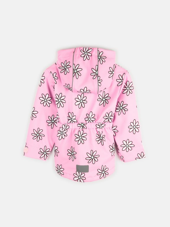 Softšelová dívčí bunda s květinovým potiskem