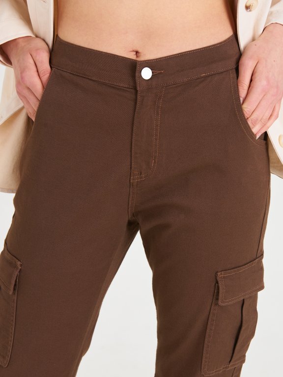 Strečové bavlněné kalhoty cargo dámské
