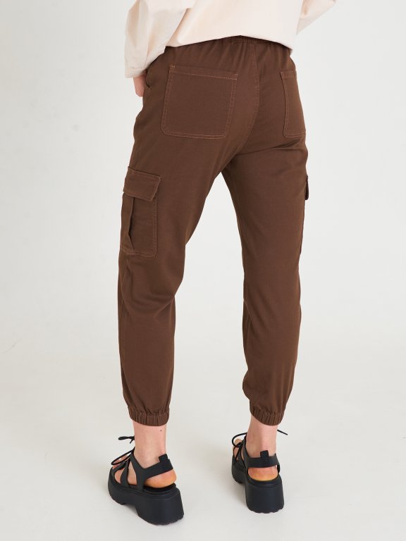 Strečové bavlněné kalhoty cargo dámské