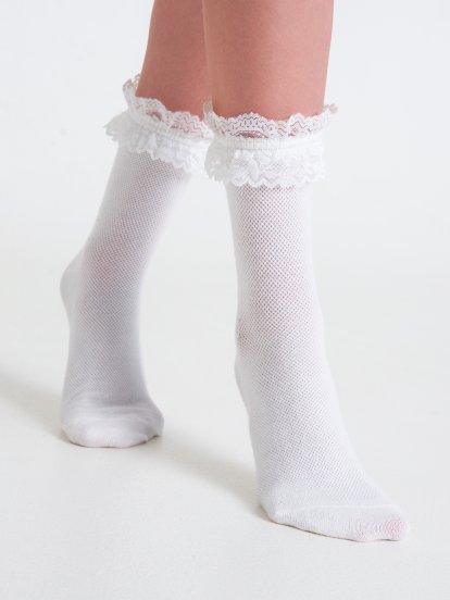 Crew socks with lace