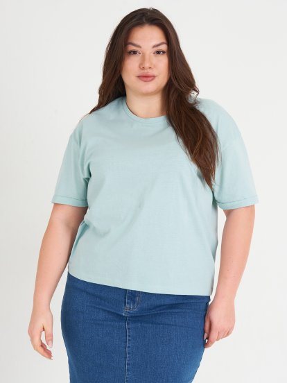 Plus size basic cotton T-shirt with Short Sleeve