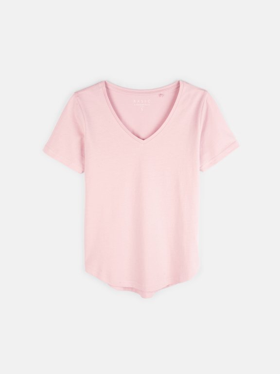 Basic Cotton V-neck Short Sleeve T-shirt
