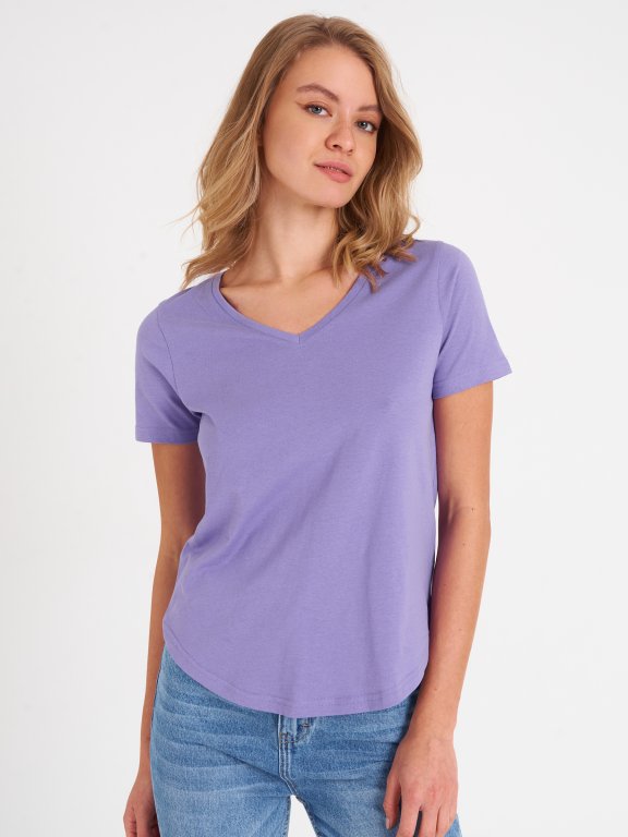 Basic Cotton V-neck Short Sleeve T-shirt