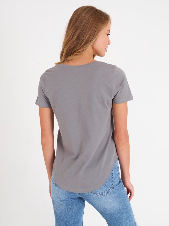 Bawełniany t-shirt damski basic z krótkimi rękawami