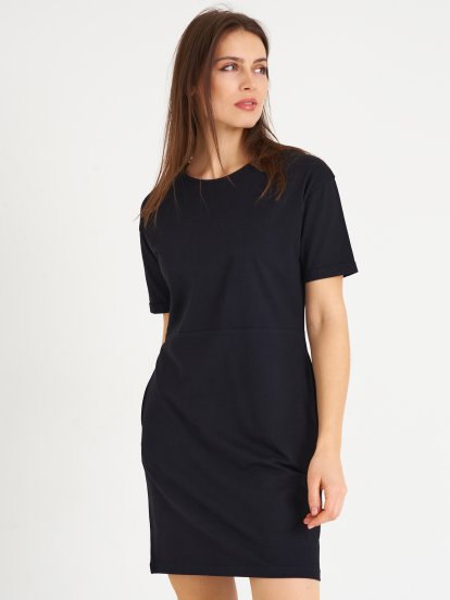 Bawełniana sukienka t-shirt basic z kieszeniami