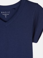Základné elastické basic tričko s véčkovým výstrihom
