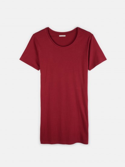Klasyczny, wydłużony, bawełniany t-shirt z rozcięciami dla kobiet plus size
