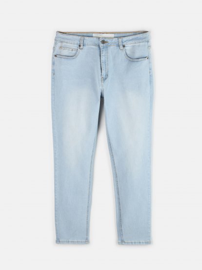 Základné straight slim džínsy pánske