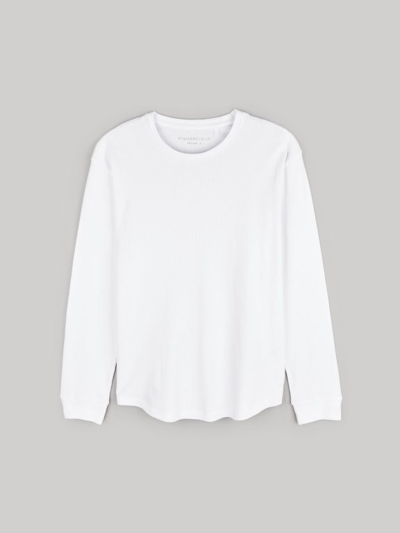 Basic cotton waffle knit long sleeve t-shirt