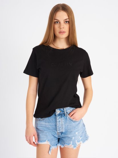Cotton t-shirt with embro