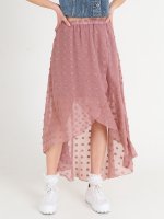 Low high polka dot midi skirt
