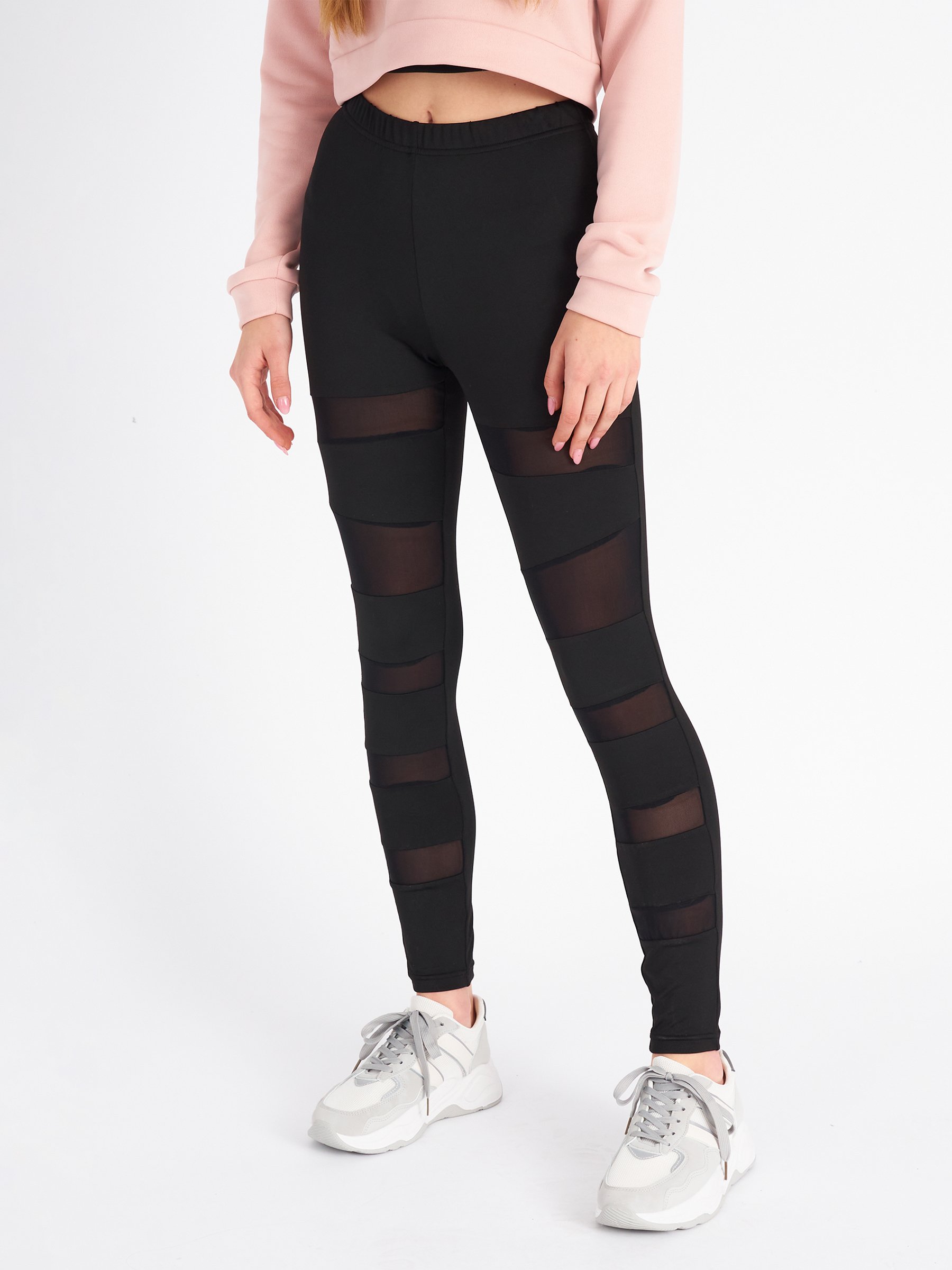 Cotton leggings with contrast stripe