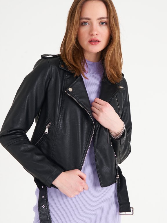 Faux leather light jacket