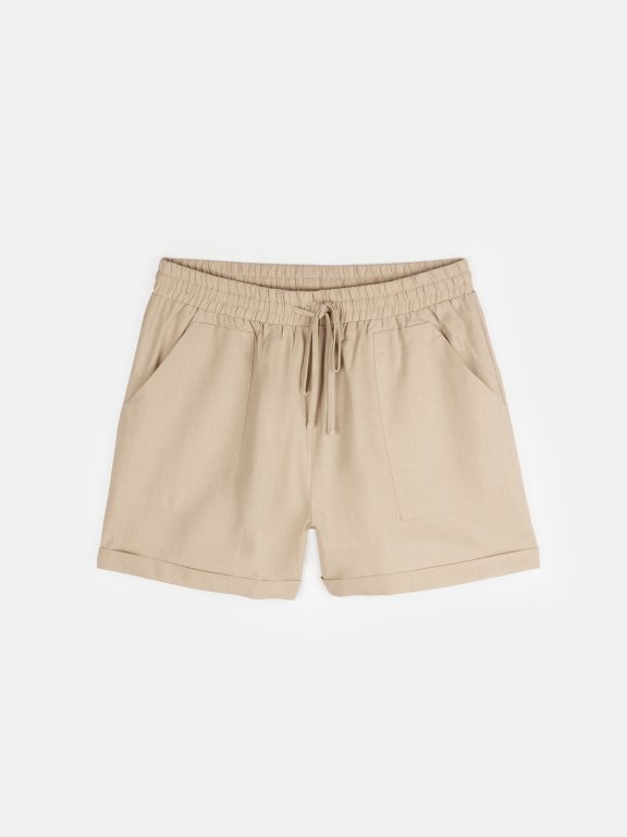 Plus size linen blend shorts