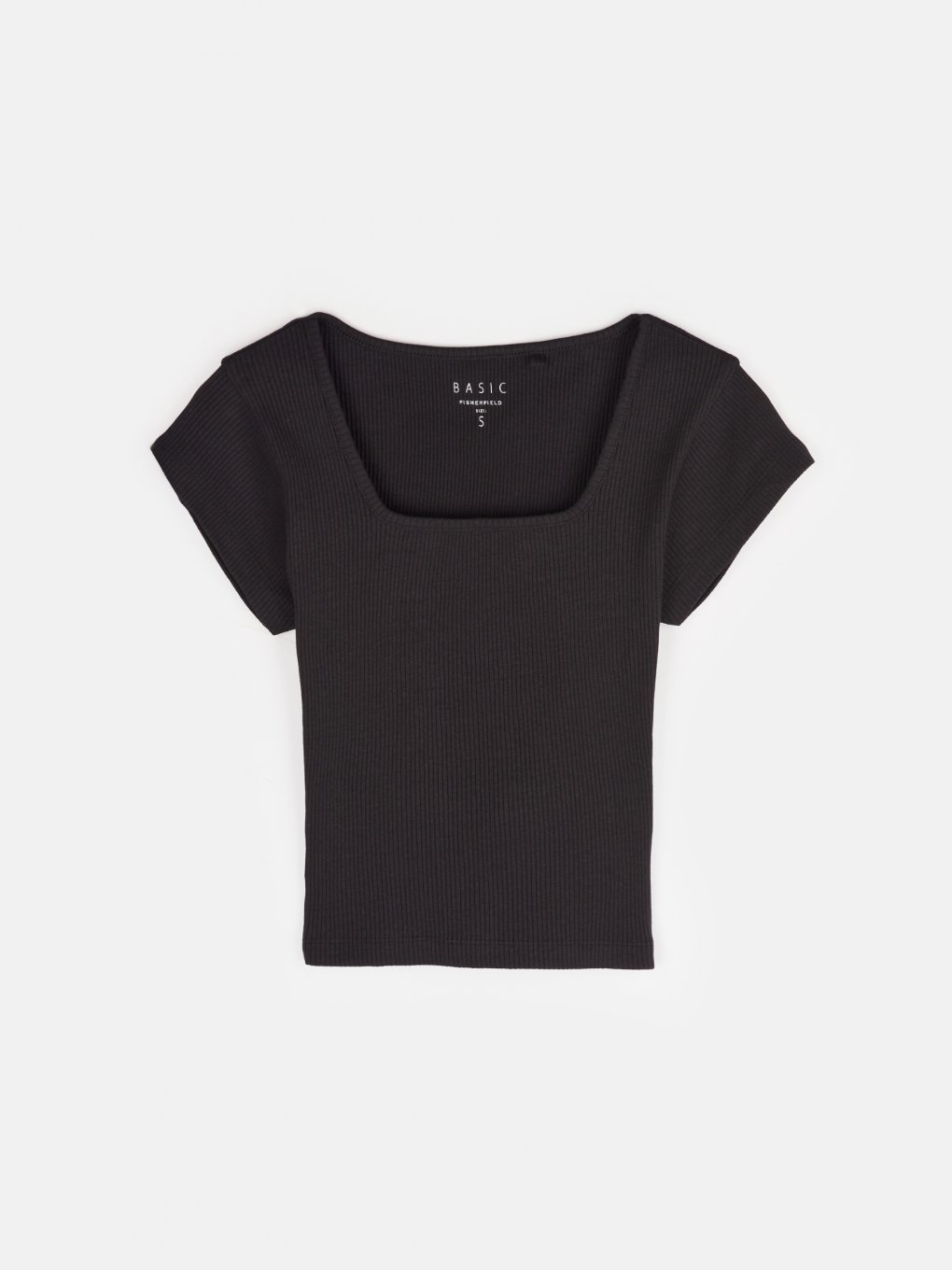 Square neck ribbed cotton crop top