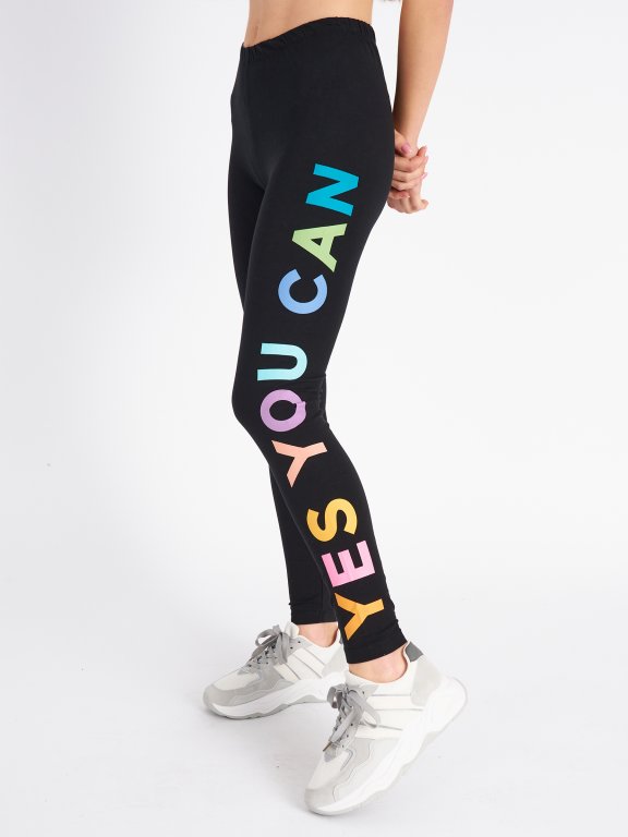 Slogan print leggings