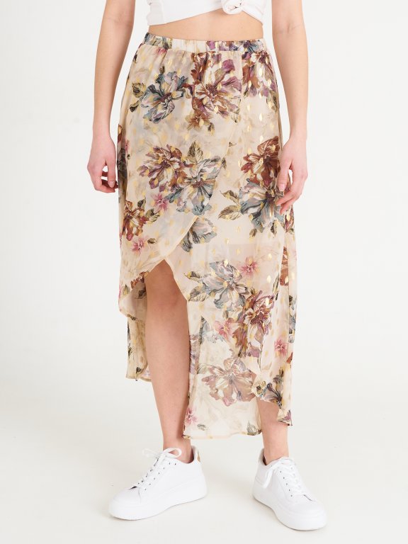 Midi sukně s květinovým potiskem