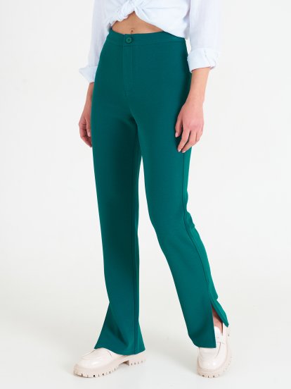 Straight fit pants with side splits