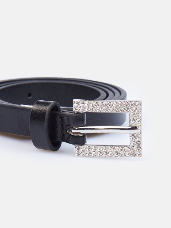 Belt with strass buckle