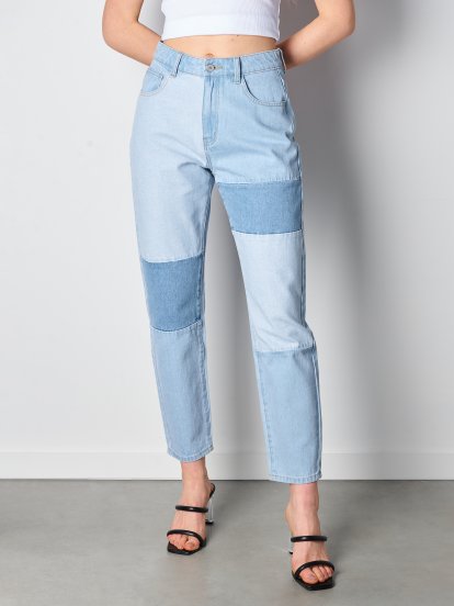 Panelové džíny s vysokým pasem