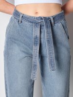 Paper bag high waist jeans with belt