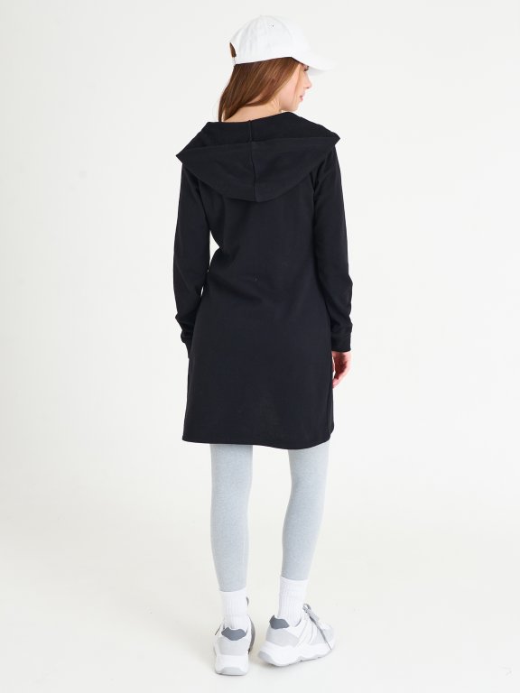 Longline basic zip-up hoodie