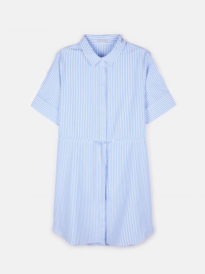 Plus size striped shirt dress