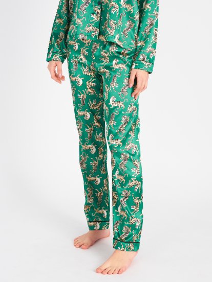 Saténové pyžamové nohavice s potlačou