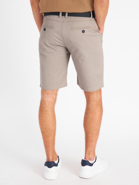 Stretch chino shorts with belt