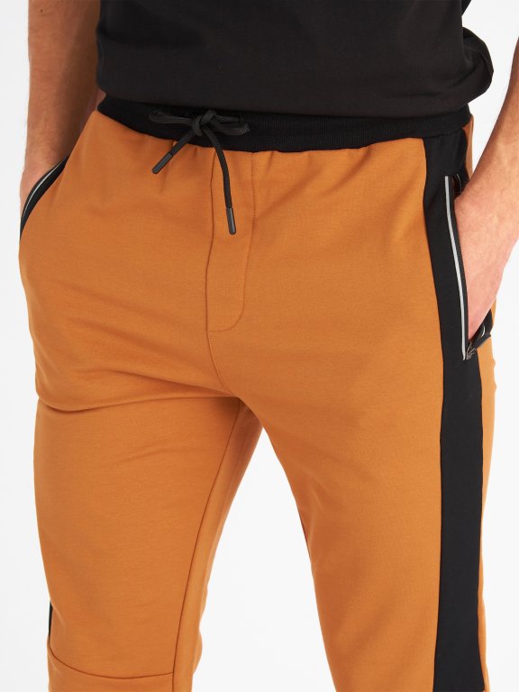 Męskie spodnie dresowe z elementami odblaskowymi na kieszeniach