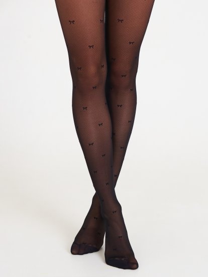 Bow pattern tights