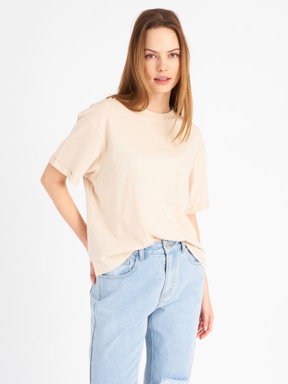 Základné bavlnené basic tričko s krátkym rukávom dámske